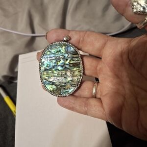 Abalone Shell Pendant For Necklace 2.5" Double Sided
